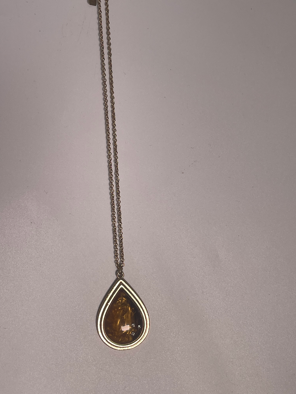 Thumbnail: Elegant Teardrop Tiger’s Eye Pendant Necklace