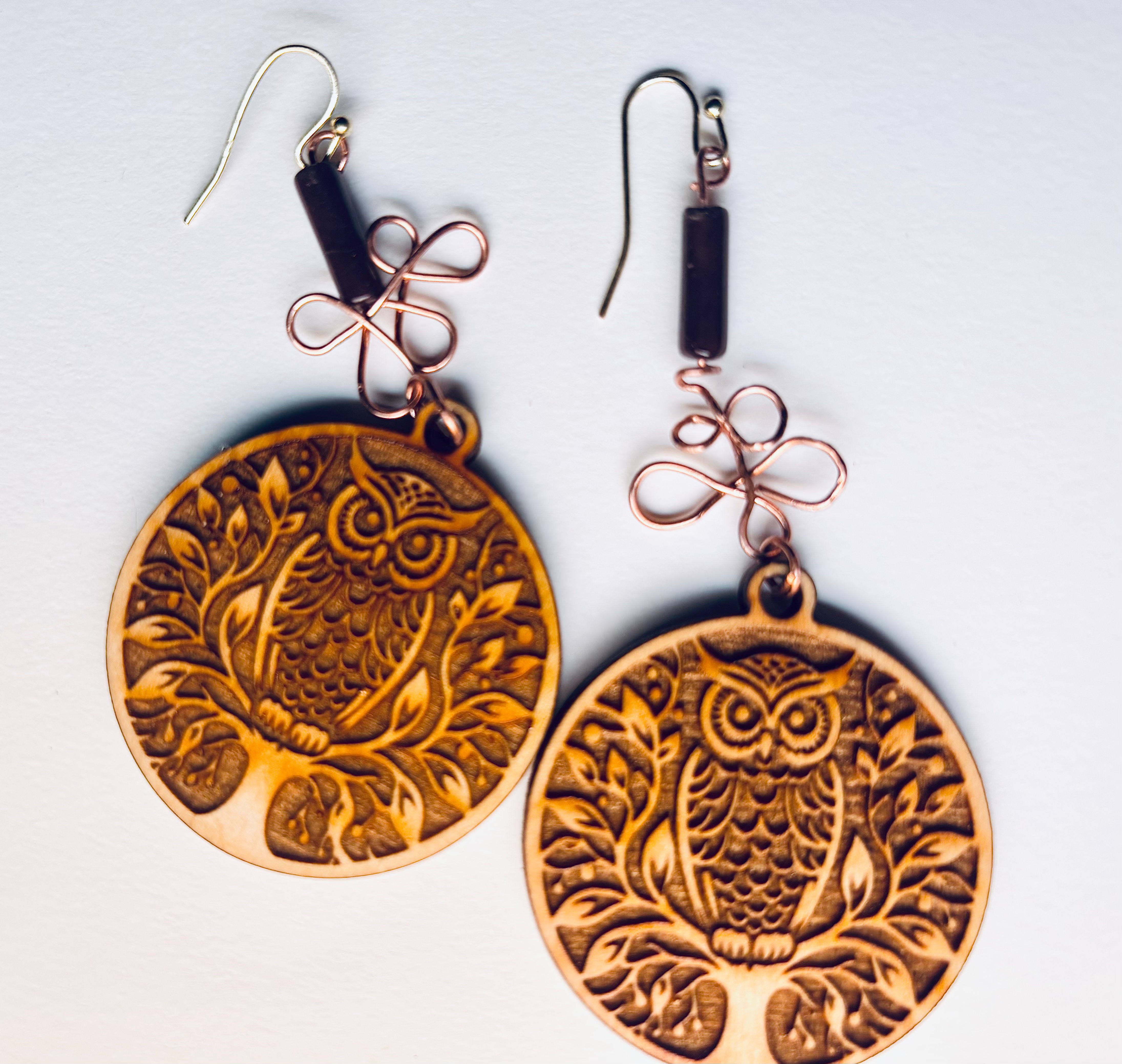 Owl copper earring