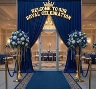 entrada salão de festas tema azul Royal e dourado.jpg