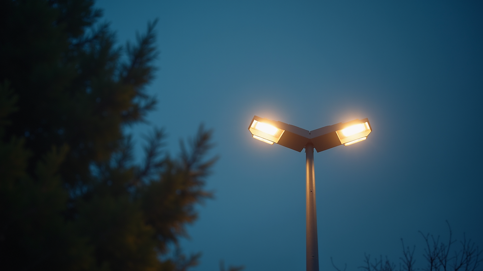 Eye-level view of outdoor LED street lighting installation