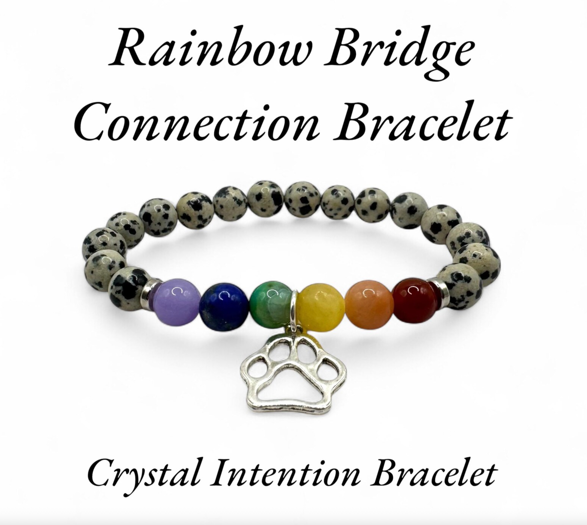 Rainbow Bridge Connection Crystal Intention Bracelet, Pet Loss and Grief