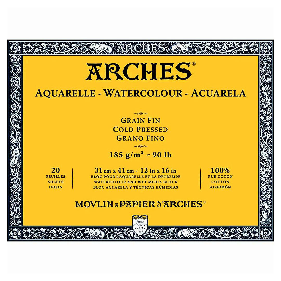 Arches Watercolour Blocks Rough Grain - 15 Sheets 185 GSM 100% COTTON
