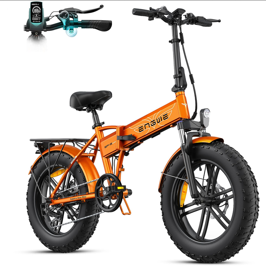 Velo electrique pliant ENGWE EP-2 Boost orange avec gros pneus