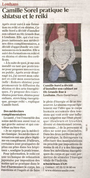 article shiatsu à Louhans Camille Sorel