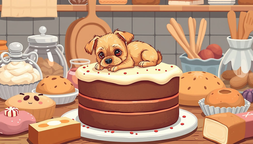 Close-up view of a homemade dog-friendly cake with natural ingredients