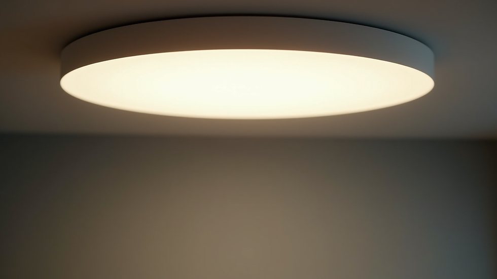 Close-up view of a smart LED ceiling light with remote control