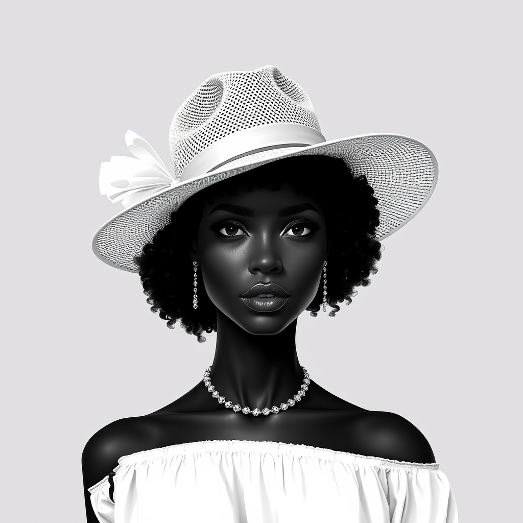 generate an image of black lady o white hat.jpg