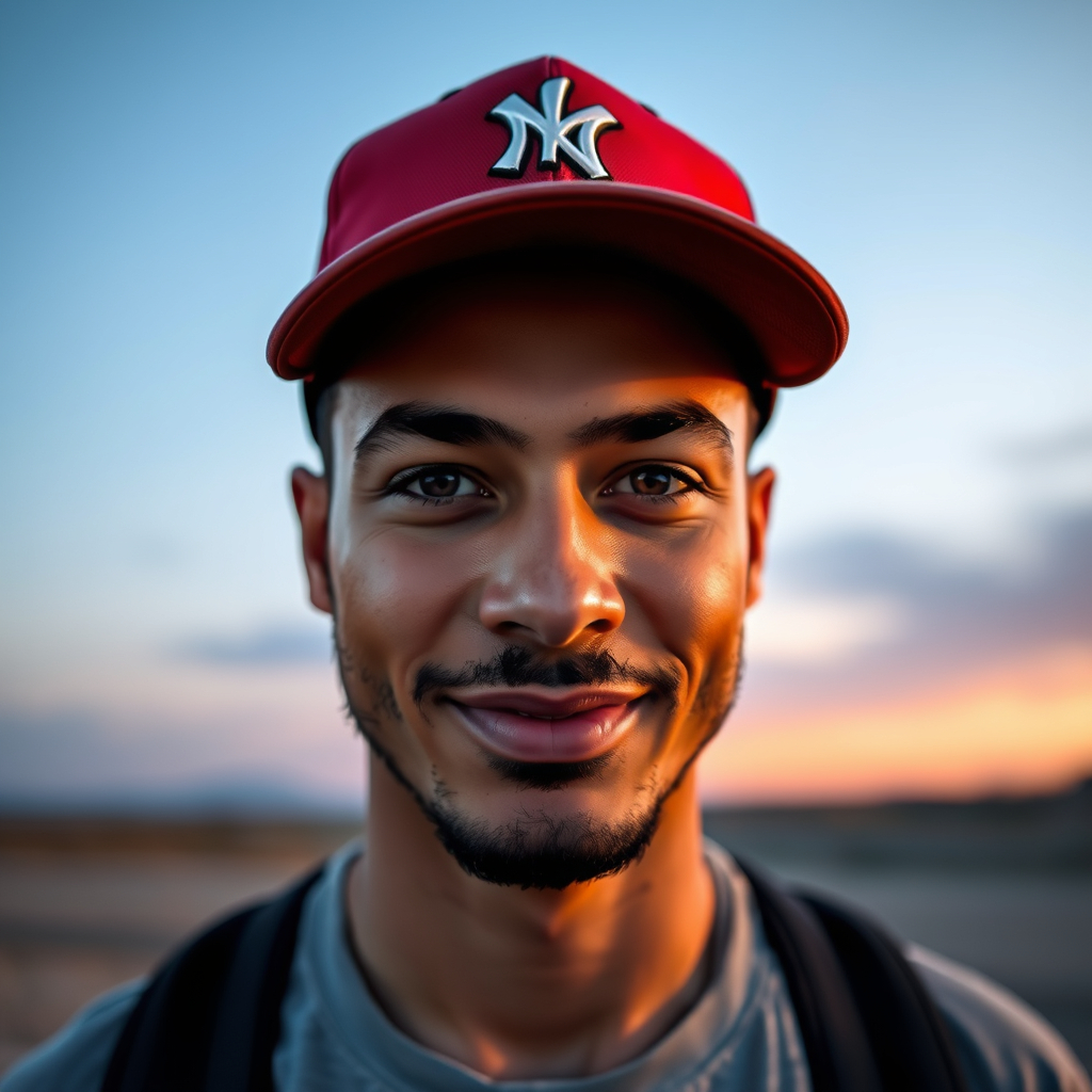 generate image of a cute man on face cap.jpg