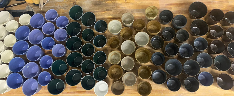 100 cups laid out
