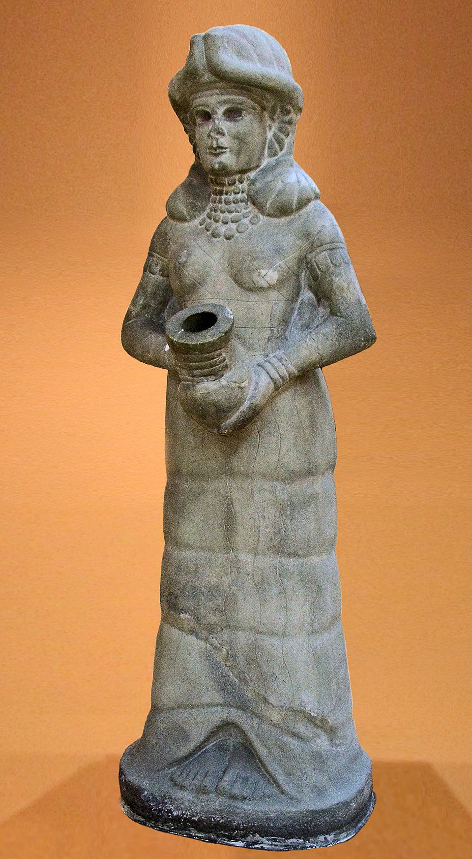 Goddess of water, originally a fountaion with water pouring out of her jug, Kingdom of Mari, 18th Century BCE