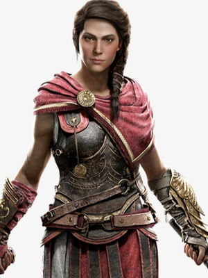 Illustration of woman in ancient armor wielding two knives