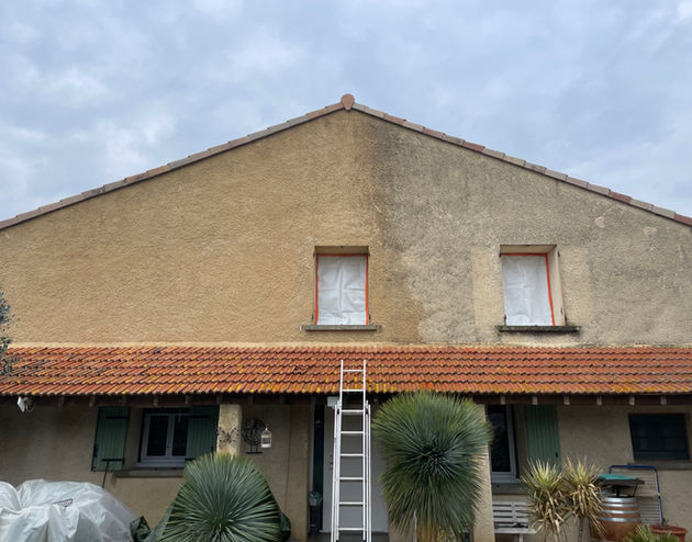transformation en cours d'un nettoyage de façade