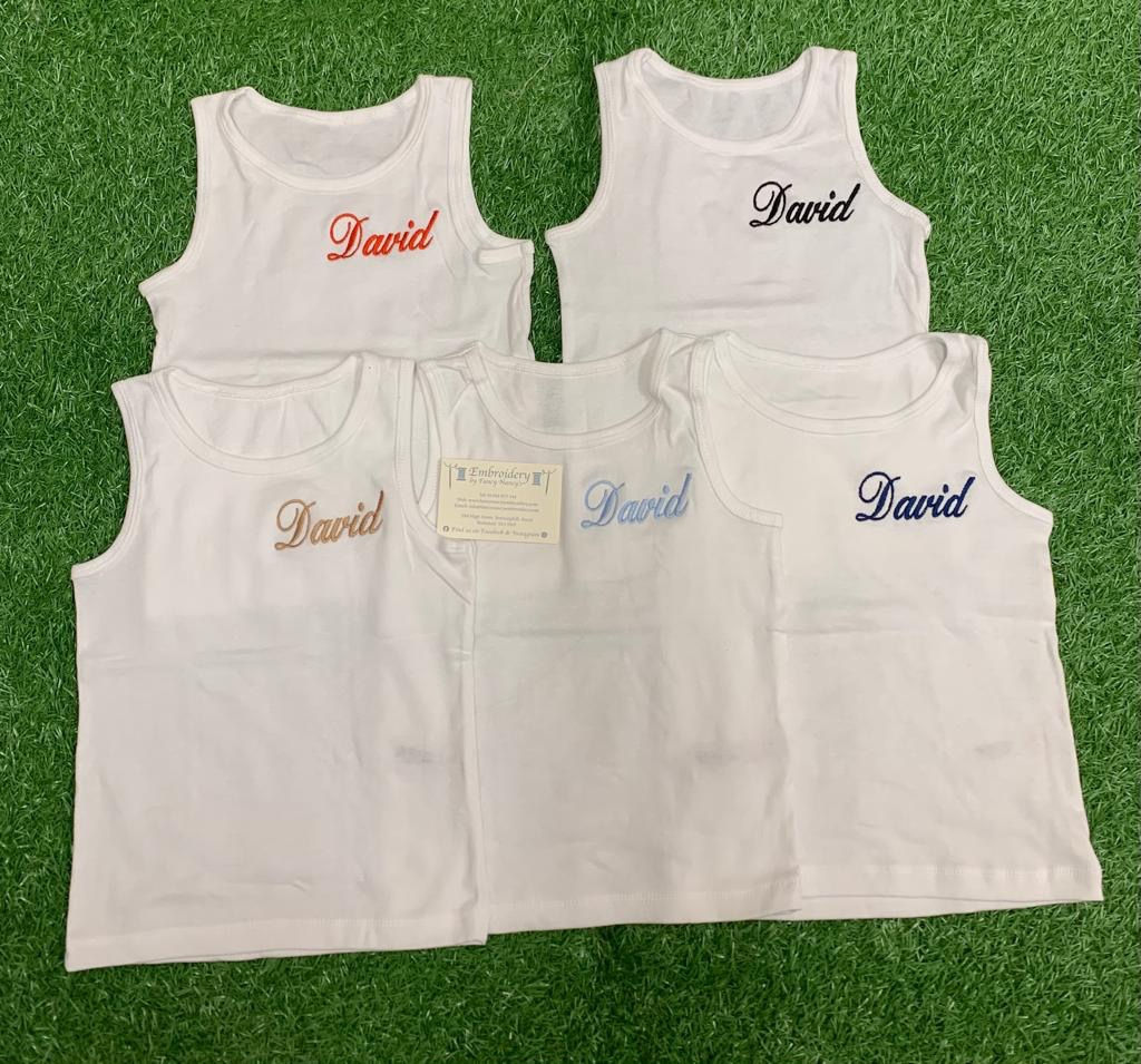 White Older Boys Vests - Sizes: 1.5-2y to 10-11yrs