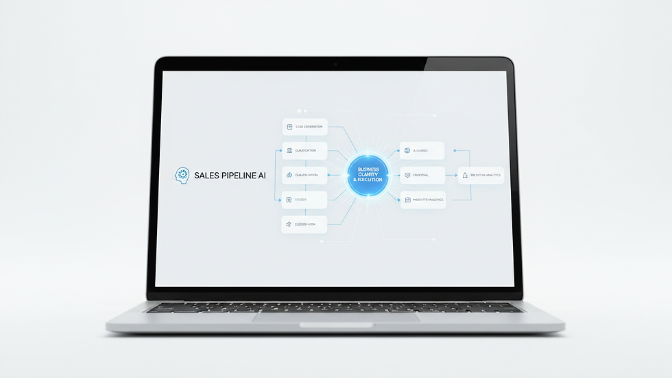 Close-up of a laptop screen displaying AI-driven sales pipeline management software