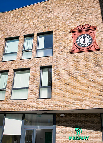 The main entrance to Mildmay Hospital