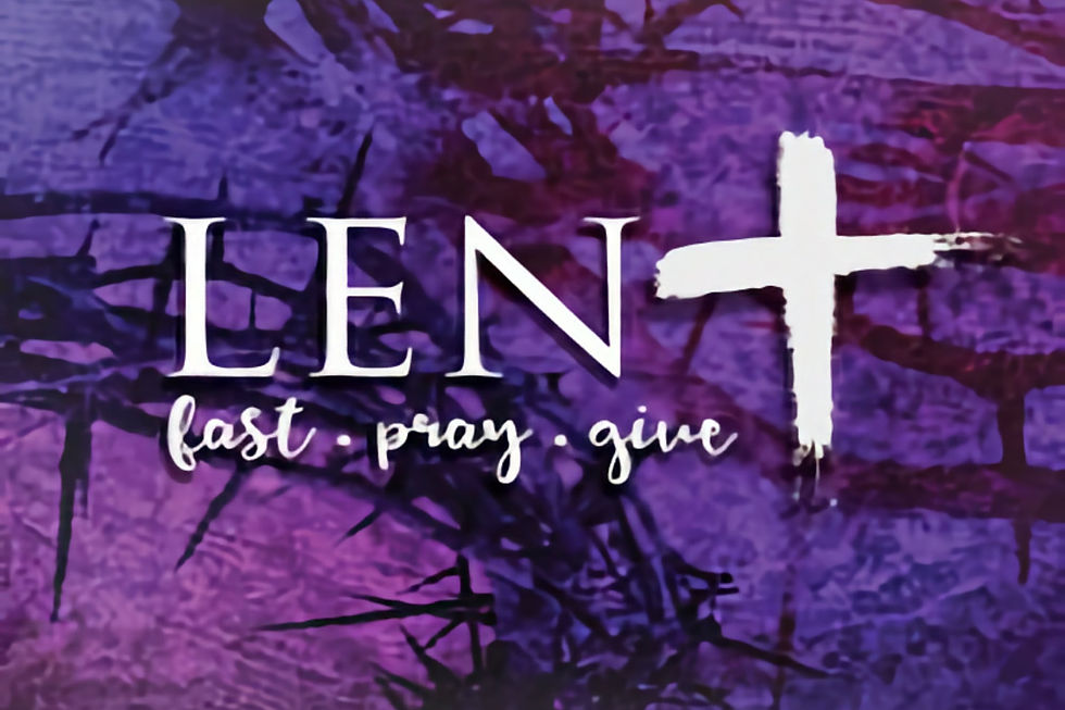 Graphic of the words Lent: fast, pray, give