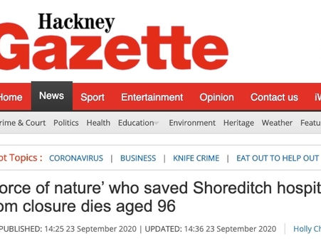 Hackney Gazette today features Helen Taylor Thompson’s obituary