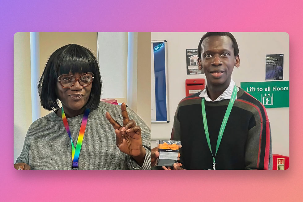 Beverley and Charles receive their awards