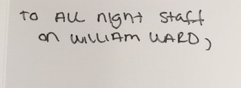 Appreciation for our night staff