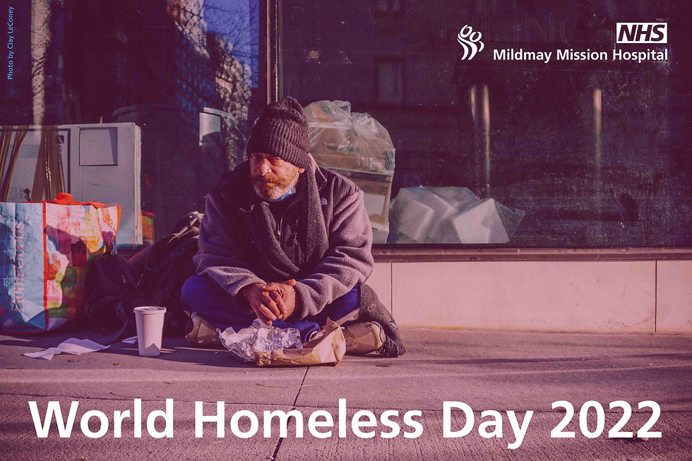 World Homeless Day banner: a homeless person sitting on the street