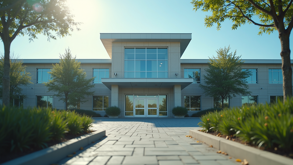 Eye-level view of a health department building