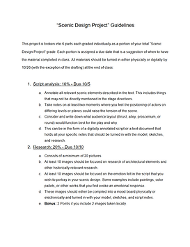 Intro to Theatrical Design Scenic Project Guidlines