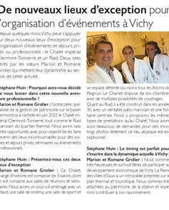 DE NOUVEAUX LIEUX D'EXCEPTION POUR L'ORGANISATION D'EVENEMENTS A VICHY