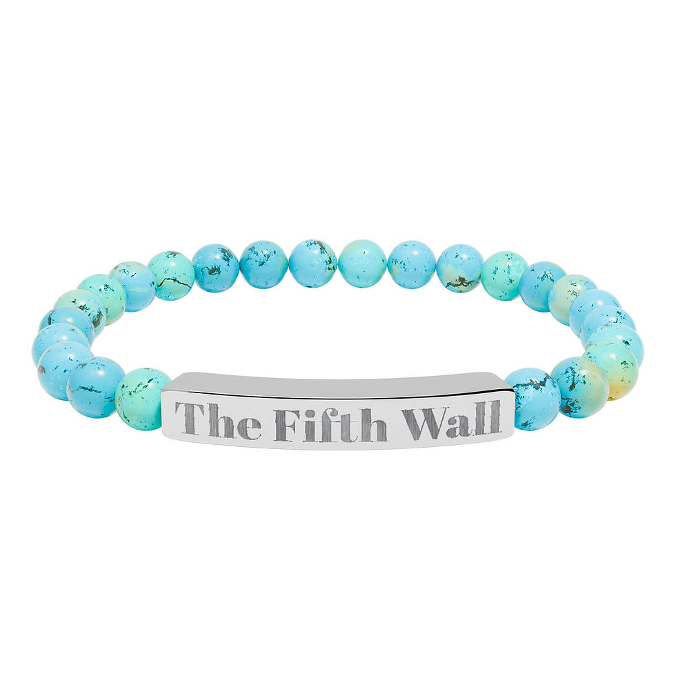 Thumbnail: Natural Stone Stretch Bar Bracelet (Engraving)