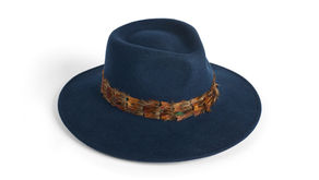 navy felt fedora hat