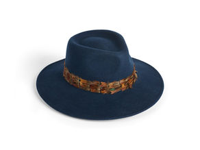 navy felt fedora hat