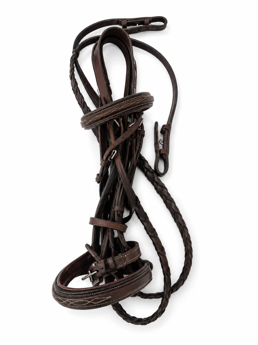 GUC Fancy Hunter Stitched Bridle w/ Laced Reins/Havana - Horse