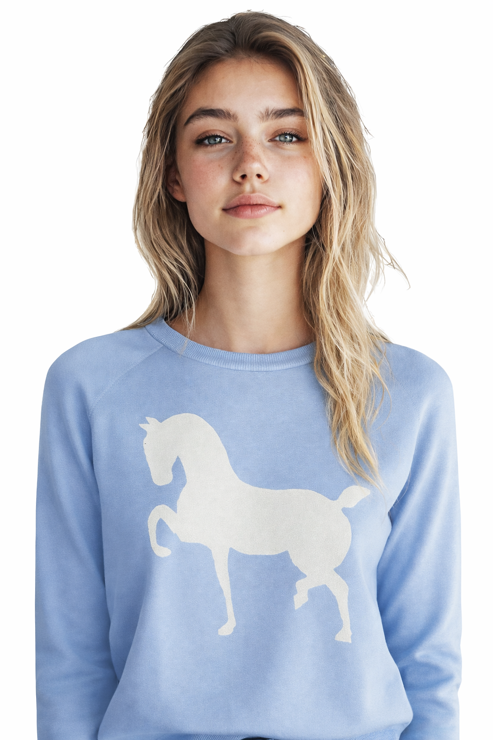 Thumbnail: GUC Alashan Horse Sweater Cashmere Blend Light Blue Size L