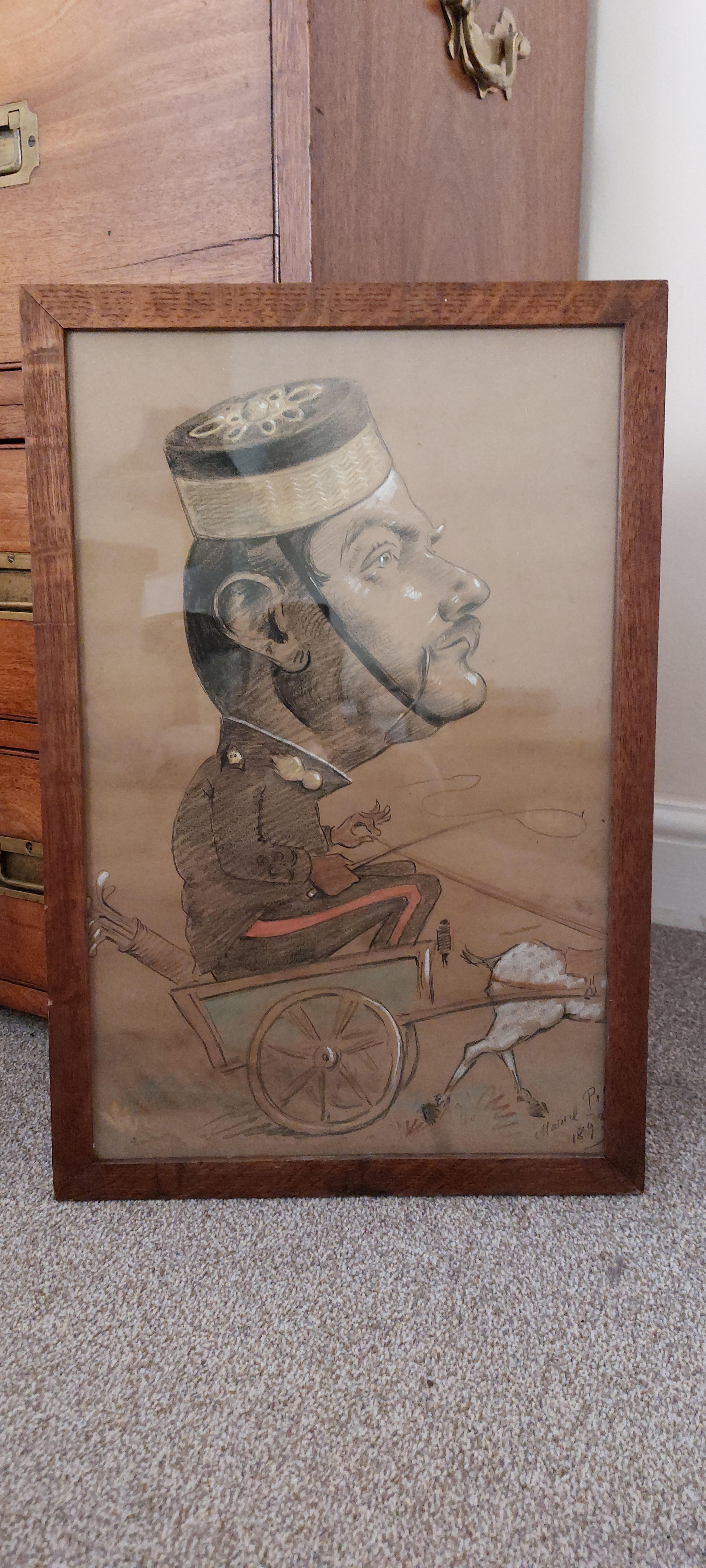 An 1893 Marcel Pic Pastel and Chalk Caricature