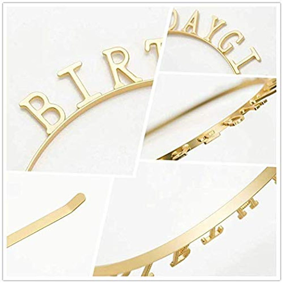 Thumbnail: Birthday Girl Headband Crown Tiara Party Headpiece Princess Party Hairband Gold