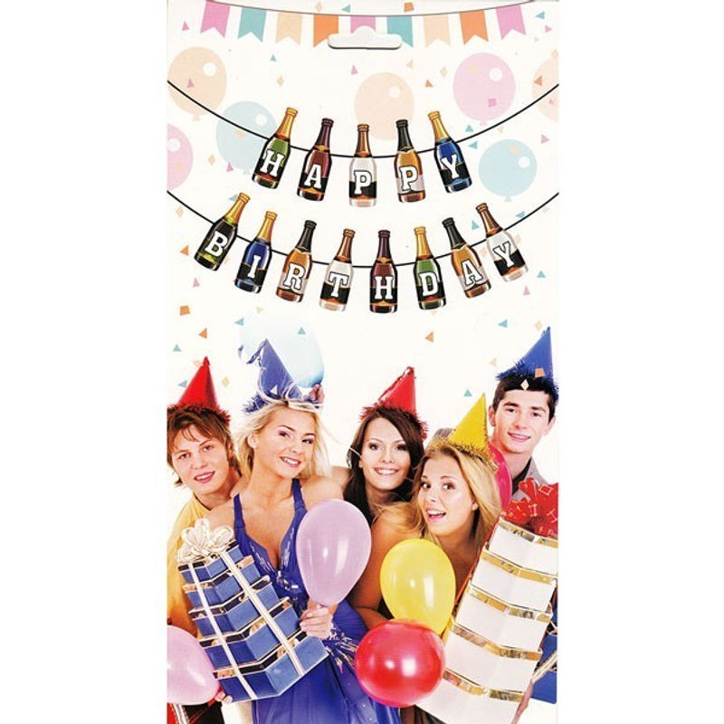 Thumbnail: Happy Birthday Bottle Shape Flags Banner for Birthday