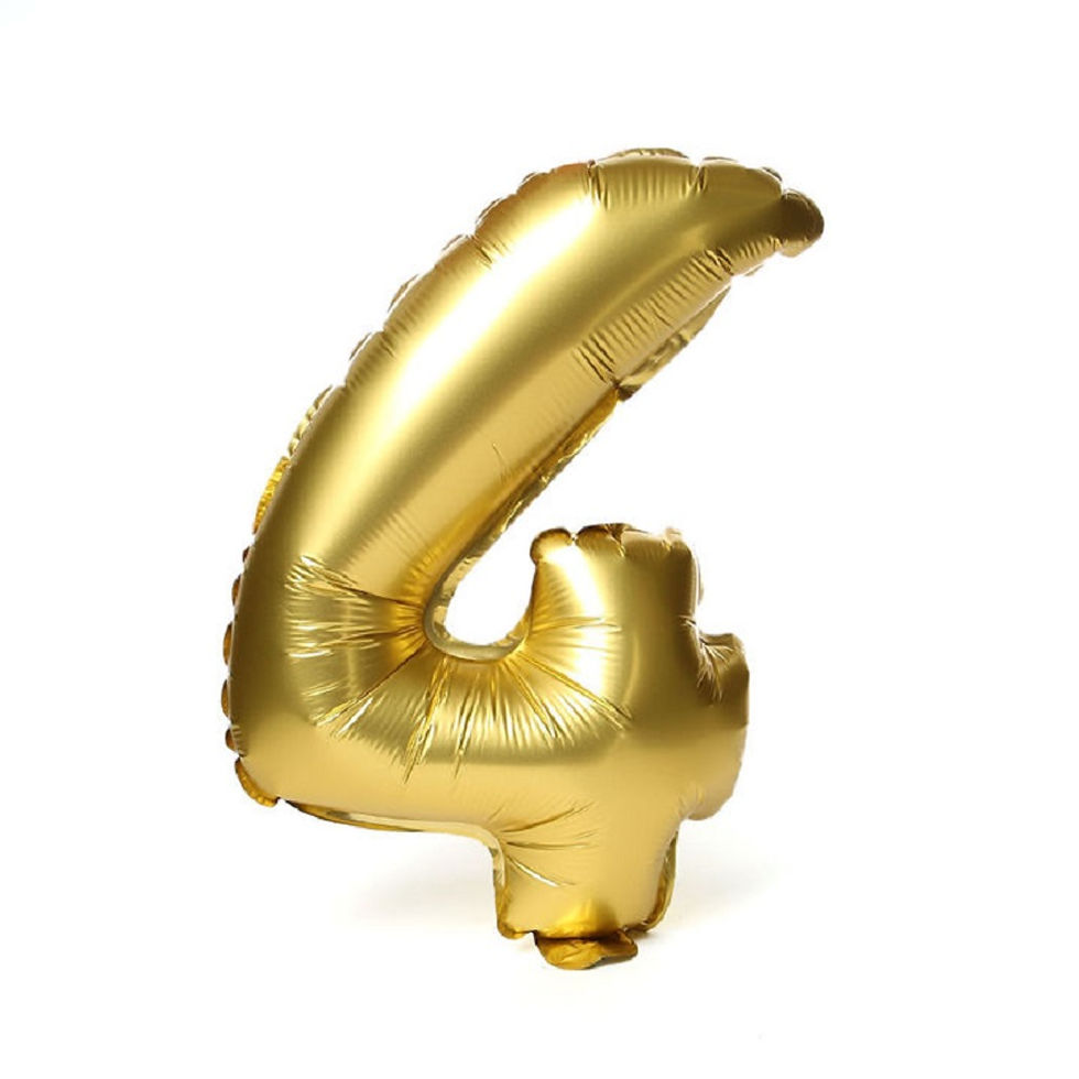 Hippity Hop Numbers Foil Balloon 16" Inch 4 Number Pack of one Unit Gold
