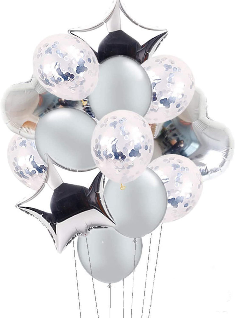 Thumbnail: Combo pack of (14Pcs) Silver Balloons Combo for Birthday Decoration Items
