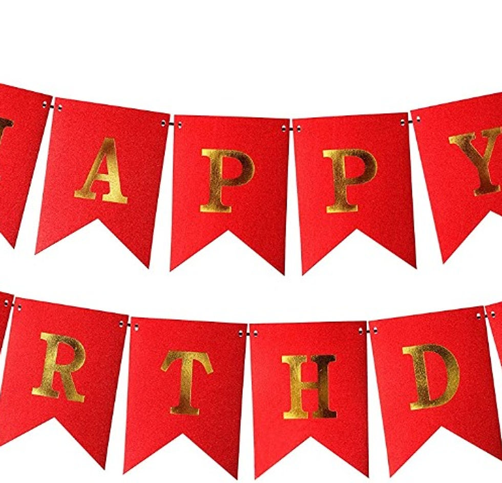 Thumbnail: Red Happy Birthday Banner  Shimmering Gold Letters Red happy birthday