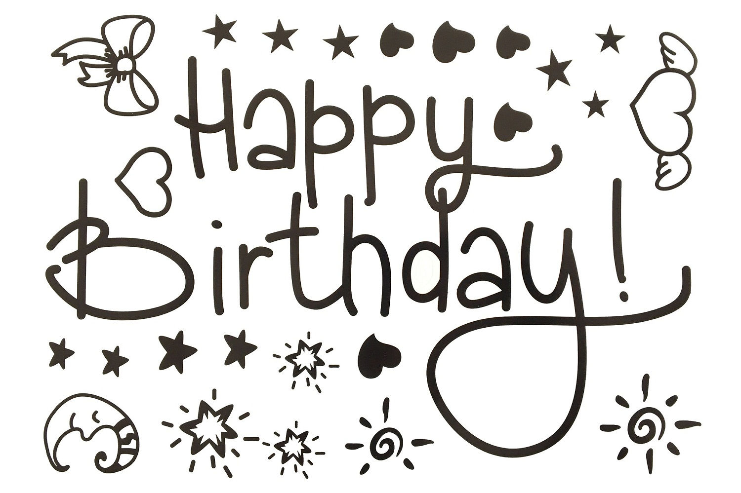 Black balloon stiicker  small hearts, stars, small stickers &  (Dixie)(Black)