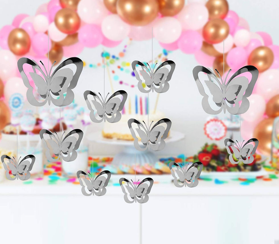Thumbnail: 3D Hanging Silver Butterfly Paper Garland Kit (1 pc1)