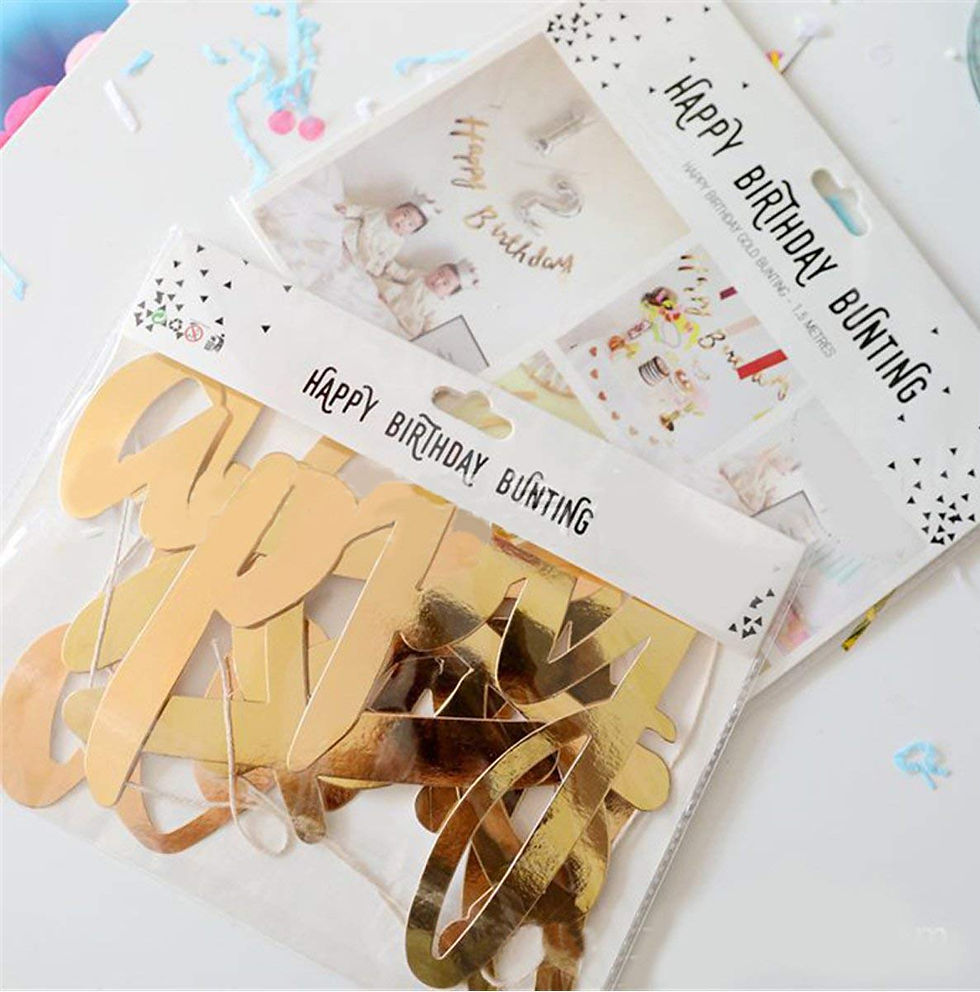 Thumbnail: Happy birthday bunting  curcive writing GOLD colour
