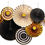 Thumbnail: Gold & Black Party Fans Materials Round Paper Fans Pinwheel Decoration Pack of 8