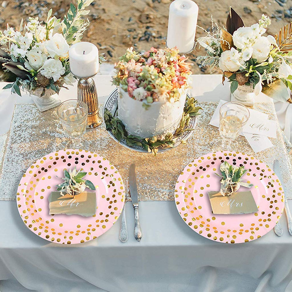 Thumbnail: Pink and Gold Foil Polka Dot Disposable Paper 9 inches (Pink) (10 pcs)