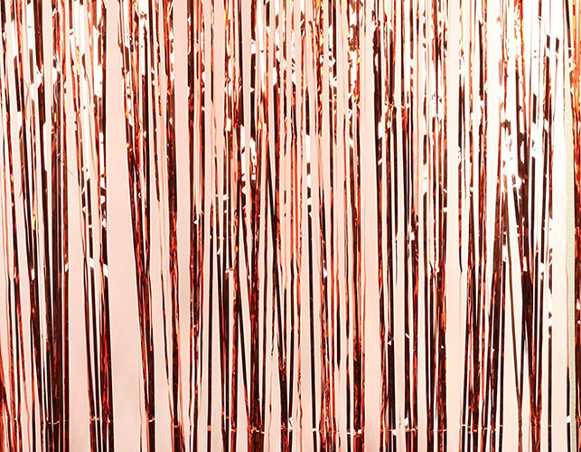 Thumbnail: Rose Gold Foil Curtain, 3 ft x 6 ft  (2 pc, Rose Gold)