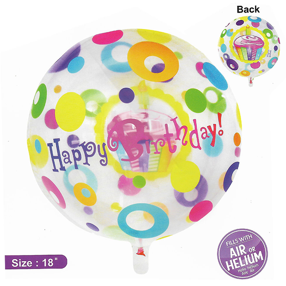 Happy Birthday Transparent Multi Colour Ring Print foil Balloon 1pc 45cm/45 cm