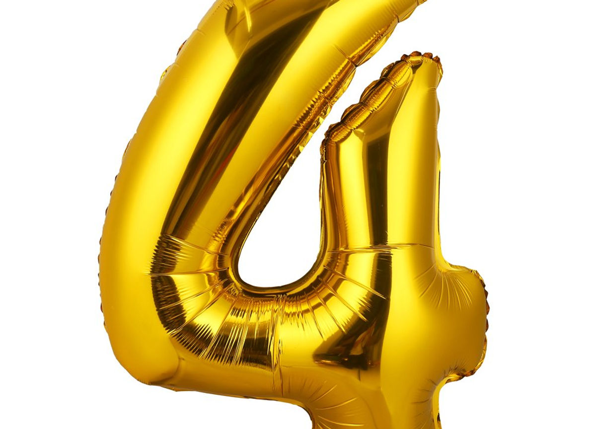 40" Numerical 4 Gold Number Balloon