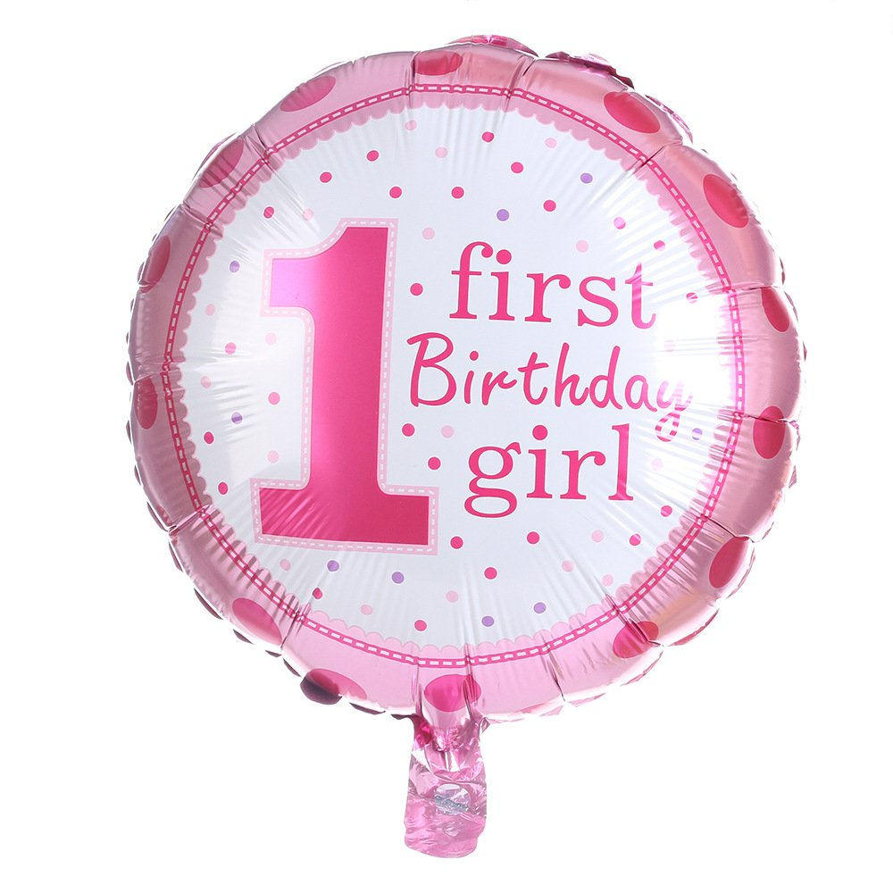 1ST HAPPY BIRTHDAY PINK DOT Printed Round(18 inch) Foil Balloon1pc(Multicolor)