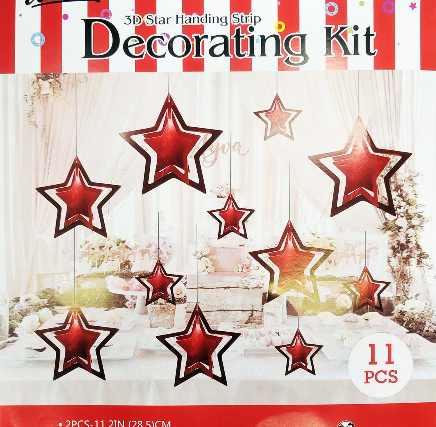 Red Star 3D Hanging Paper Garland Kit (1 pc1)