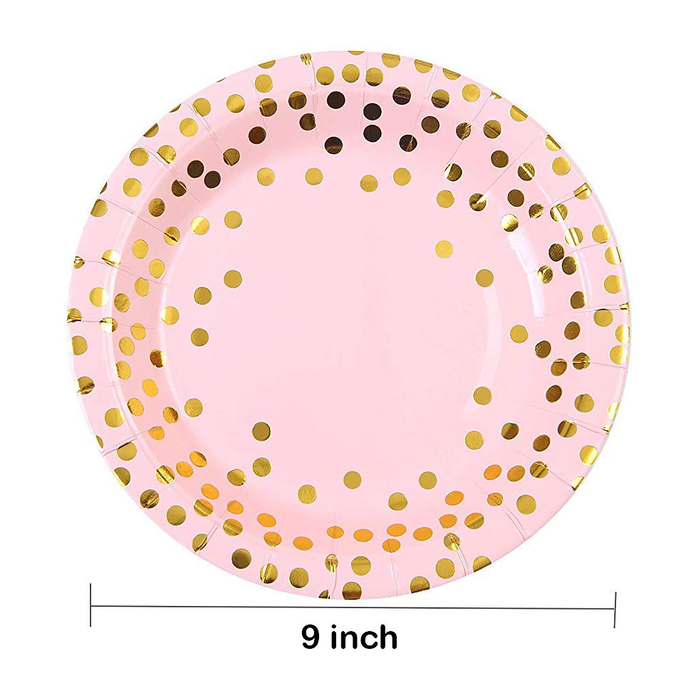 Thumbnail: Pink and Gold Foil Polka Dot Disposable Paper 9 inches (Pink) (10 pcs)