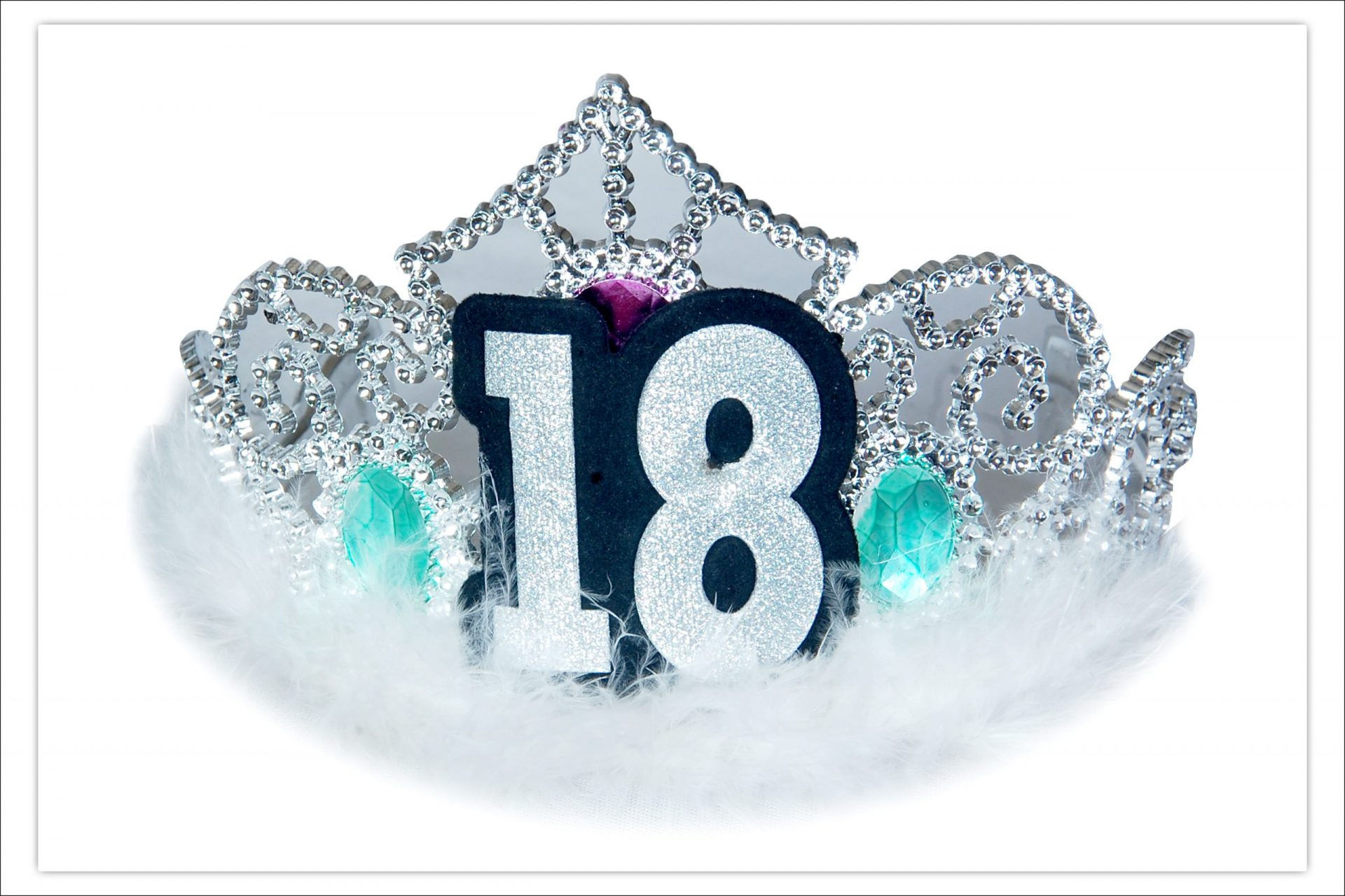 18Th Birthday Party Crown Gem Feather Pink Headband Hairband Crowns (Eighteen)